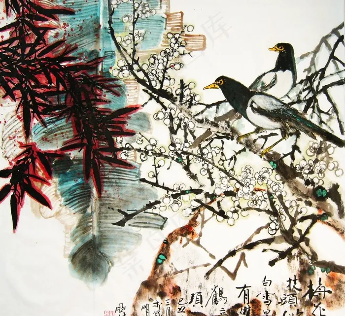 水墨花鸟图片