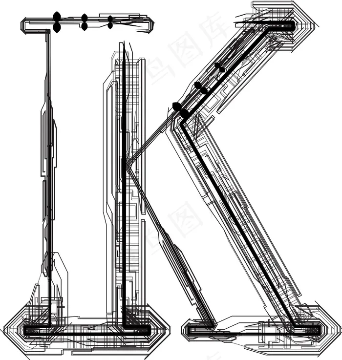 技术字体字母Keps,ai矢量模版下载