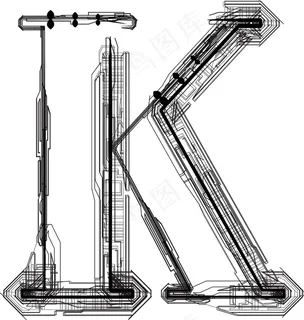 技术字体字母K