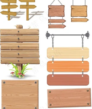木纹木板指示牌公告牌图片