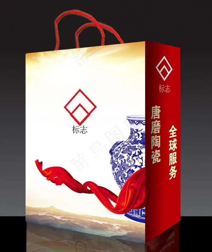 陶瓷手提袋 (注平面图)图片(1191X1193)eps,ai矢量模版下载