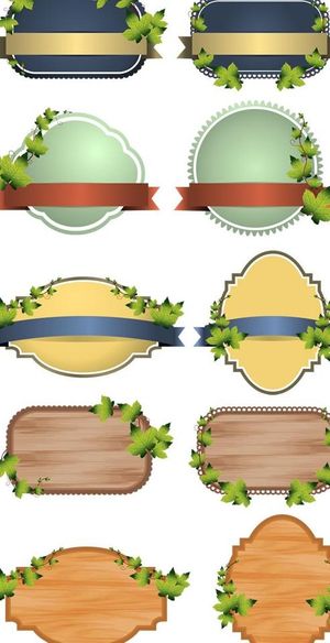 藤蔓装饰标签矢量图 AI