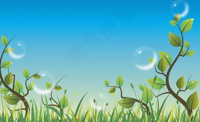 草地绿树设计素材图片