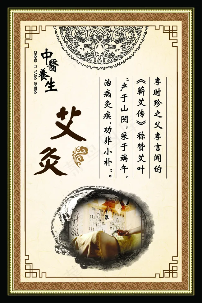 艾灸中医养生展板psd模版下载
