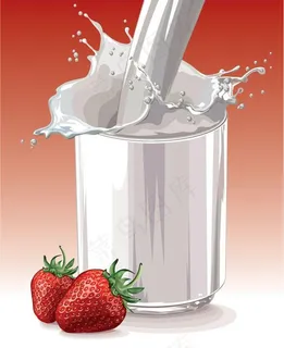 矢量动感牛奶草莓图片
