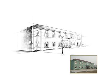 素描建筑图psd素材