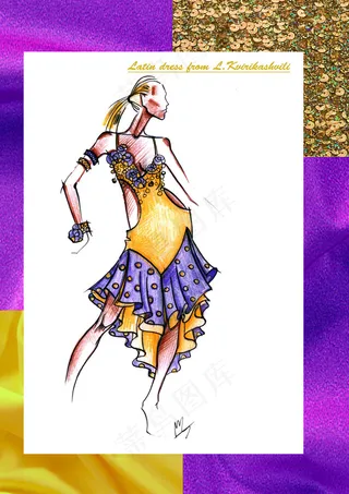 吊带深V裙设计图