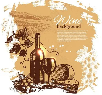 手绘风格葡萄酒矢量图片