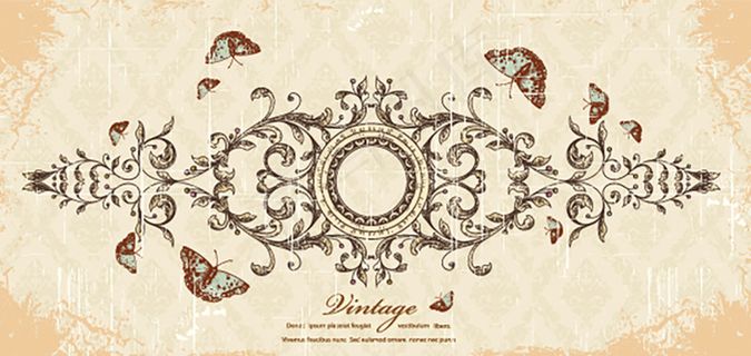 蝴蝶欧式花卉图案背景矢量素材