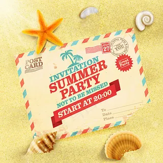 创意夏季派对明信片图片
