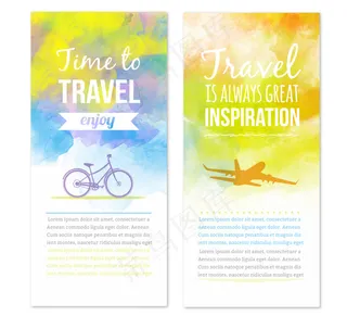 2款水彩绘旅行banner矢量素材