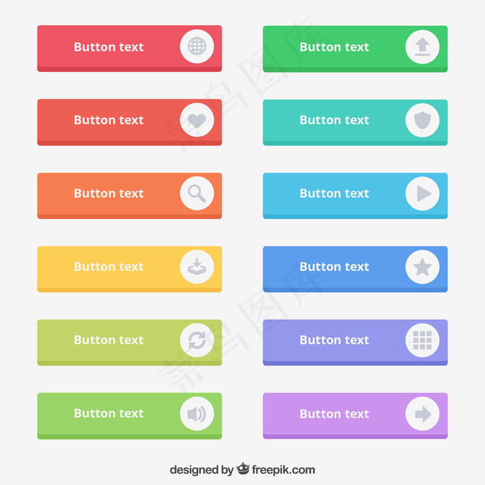 彩色文本按钮ai矢量模版下载