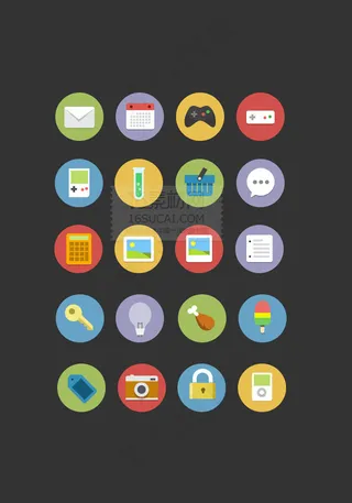 扁平按钮集合PSD分层素材