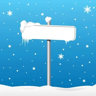 雪地木牌指示牌矢量素材