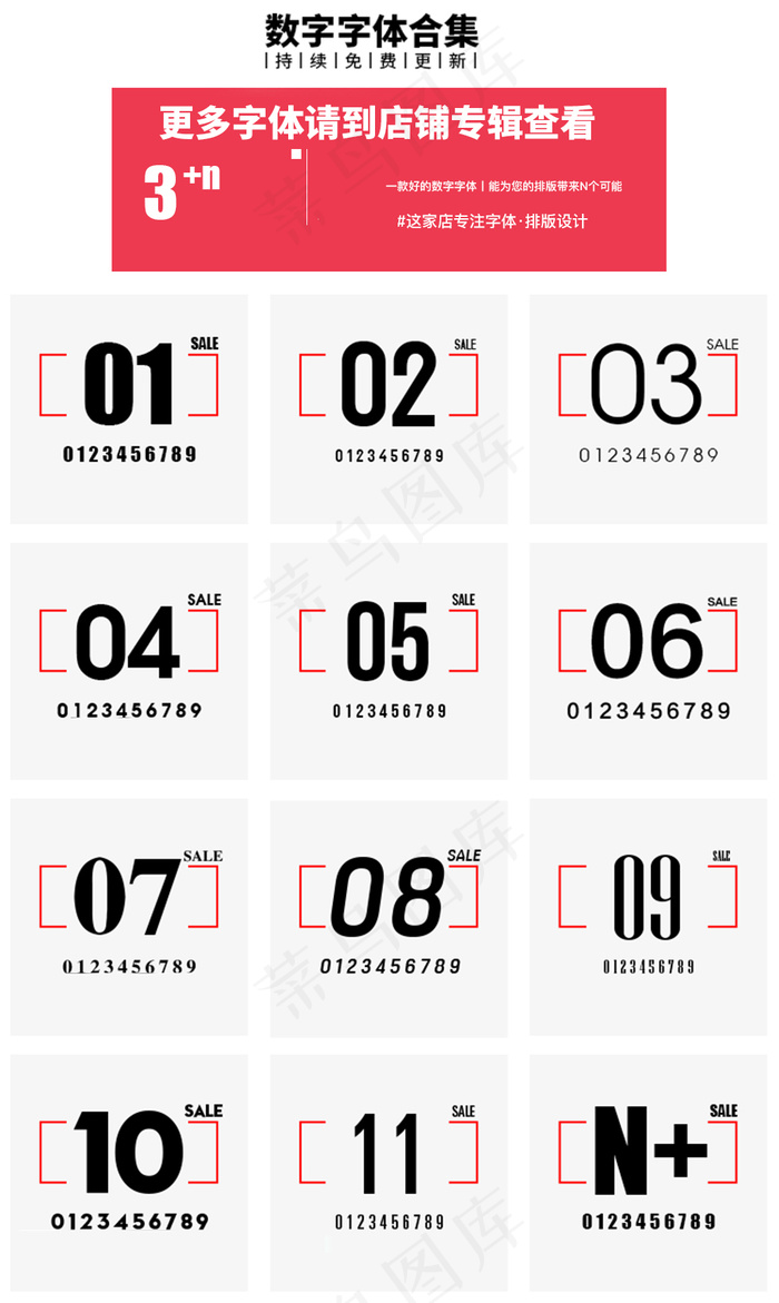 11款数字字体包海报设计淘宝美工常...