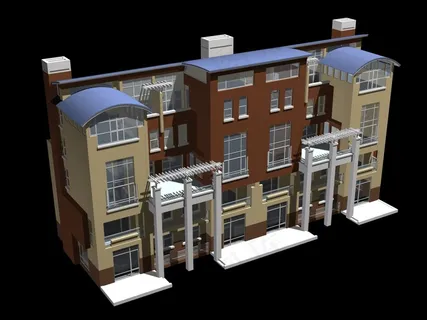 时尚现代风格高档别墅3D立体模型素...