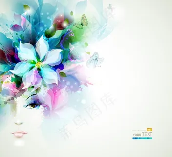 水墨梦幻花卉少女图片