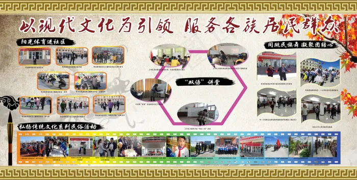 以现代文化为引领 服务各族居民群众(210X1136)eps,ai矢量模版下载