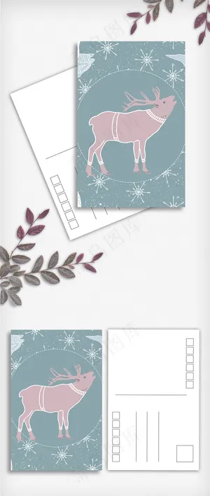 粉绿复古立夏明信片