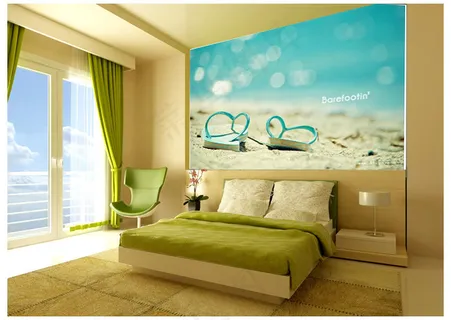 蓝色清新背景墙效果图