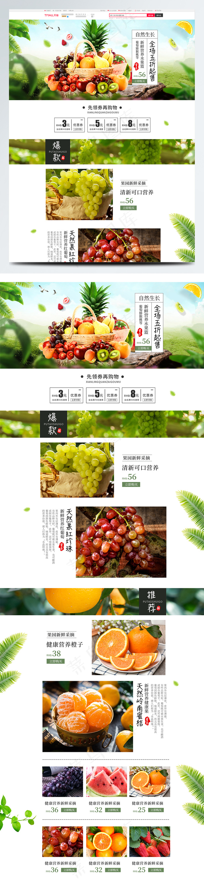 清新简约水果绿叶电商首页