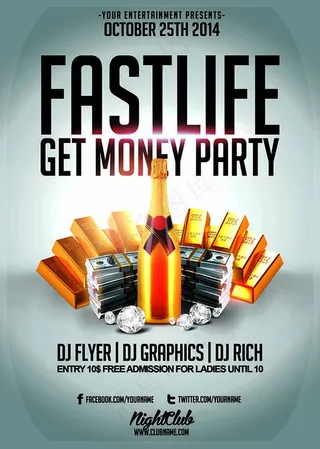 金钱欲望派对海报设计psd素材下载