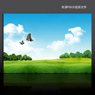 漂亮绿色风景海报背景psd模版下载