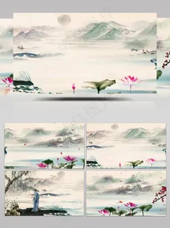 中国风水墨山水风光荷花舞台LED背景 中国风水墨山水风光荷花舞台LED背景