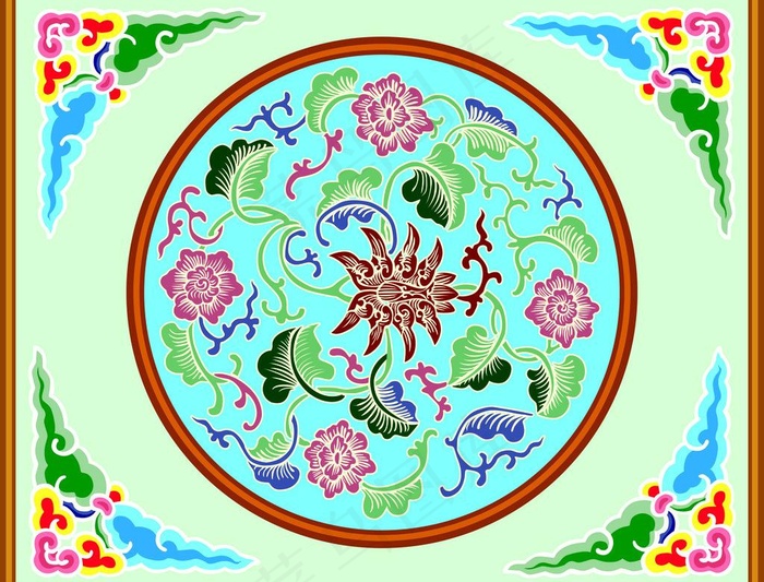 雕梁画栋 荷花图片psd模版下载