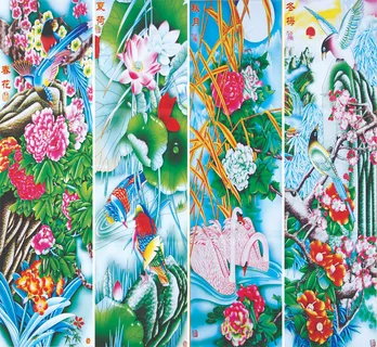 传统花鸟四季挂画PSD图片