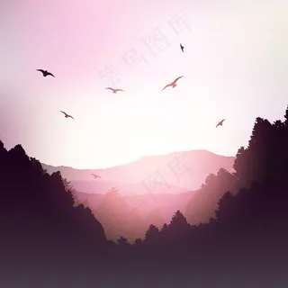 美丽森系插画海报背景AI矢量设计素...