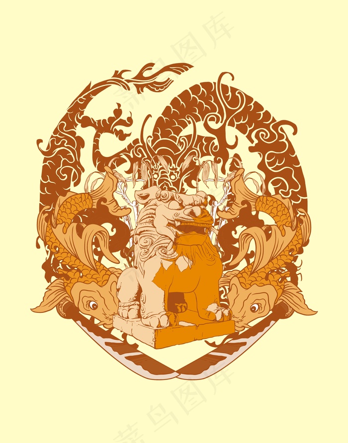 鲤鱼狮子插画