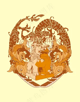 鲤鱼狮子插画