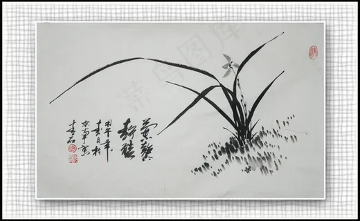 青石国画兰花图片