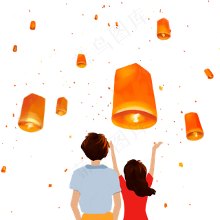 放天灯祈福手绘素材放天灯祈福手绘素材