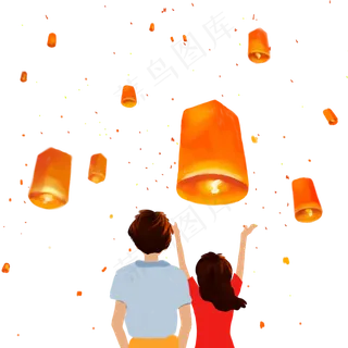 放天灯祈福手绘素材放天灯祈福手绘素材