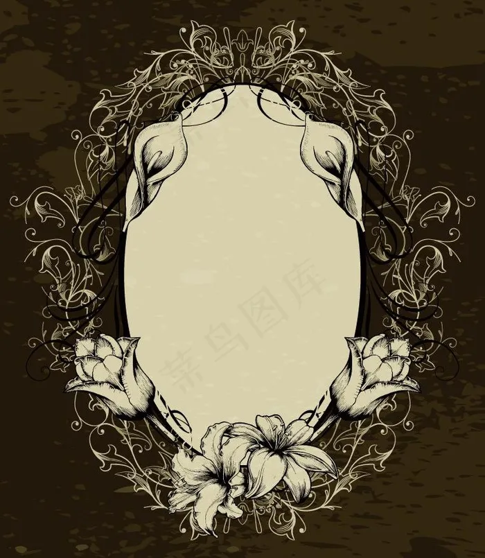 欧式古典花纹花边框图片eps,ai矢量模版下载