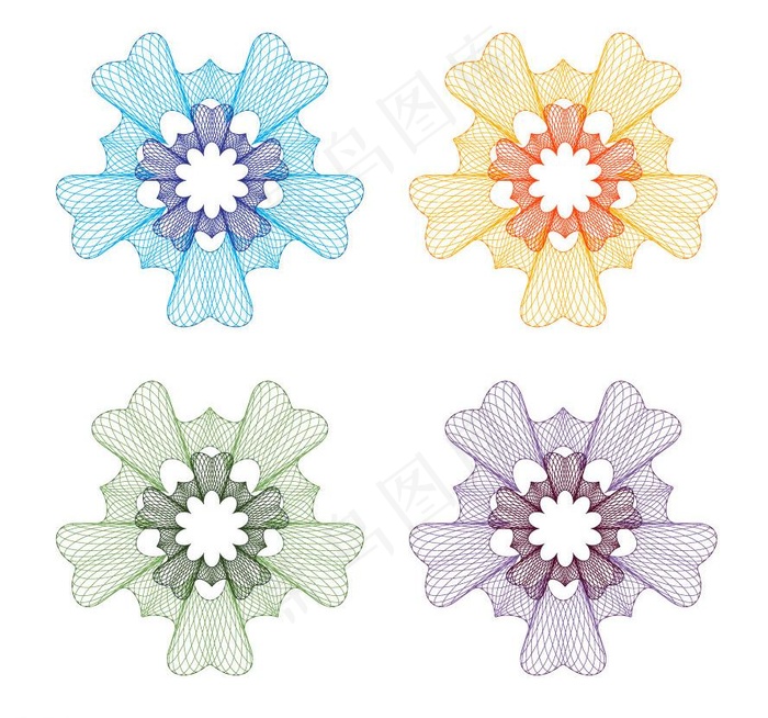 文凭毕业证书防伪花纹花边图片eps,ai矢量模版下载