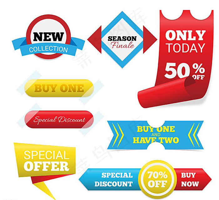 彩色促销标签图片