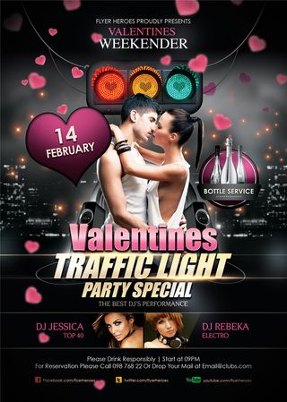 情人节国外酒吧平面素材创意海报