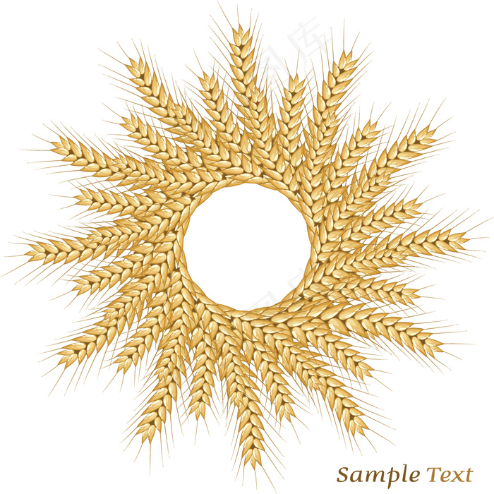 金色麦穗边框矢量素材