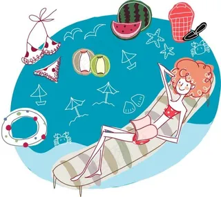 沙滩椅上的美女