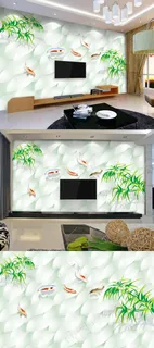 竹子3D电视背景墙电视背景墙立体背...