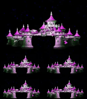 紫色卡通城堡儿童宝宝宴led背景视...