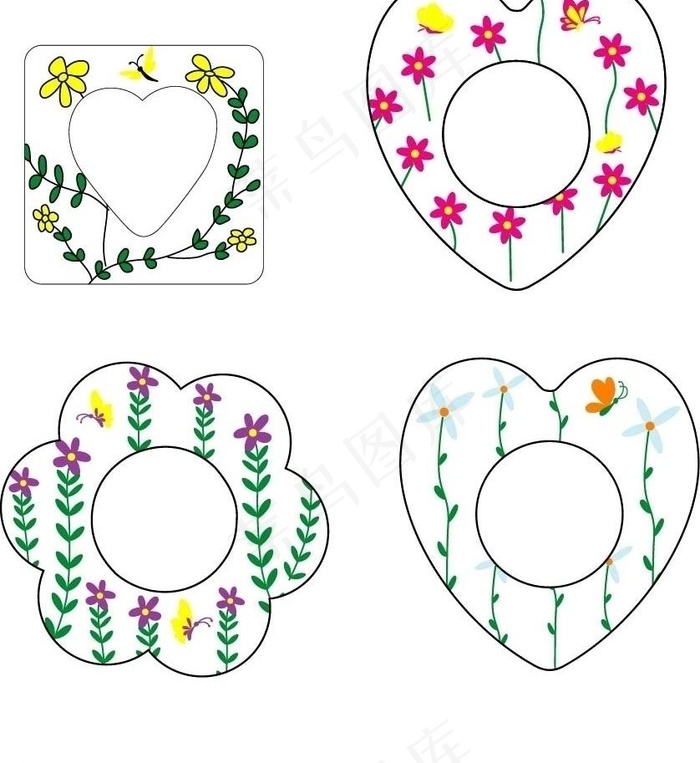梦幻花草小相框图片ai矢量模版下载