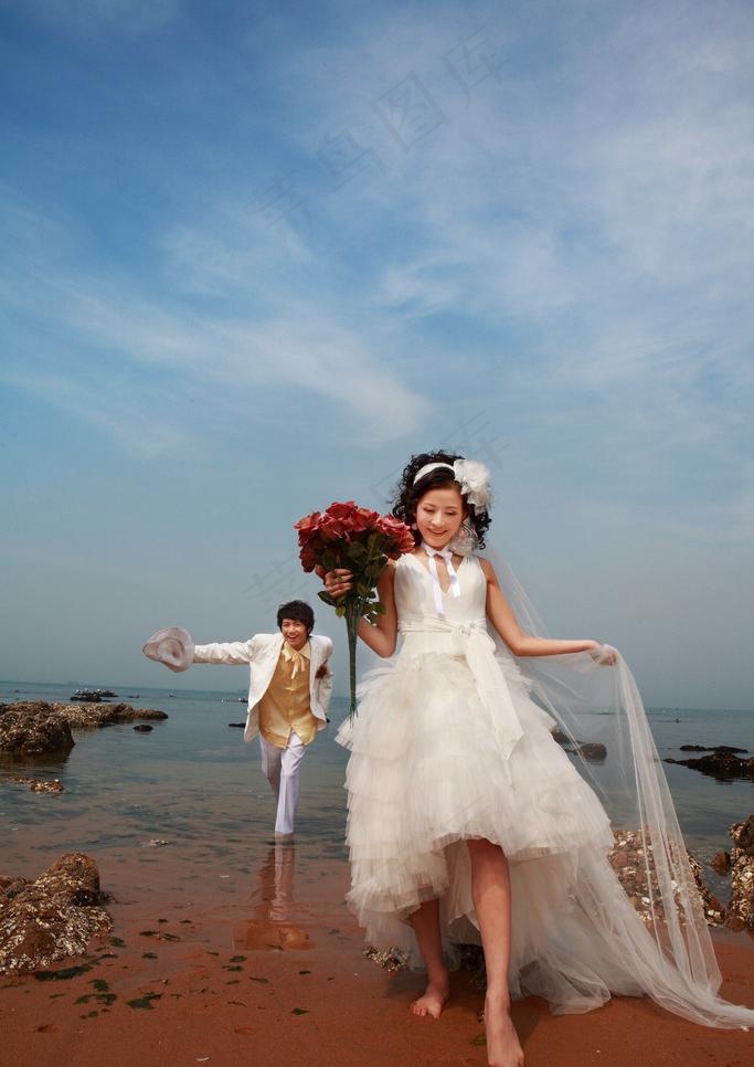 浪漫海景婚纱系列图片