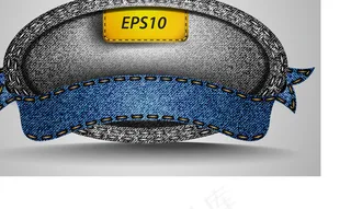 牛仔质感标贴矢量图