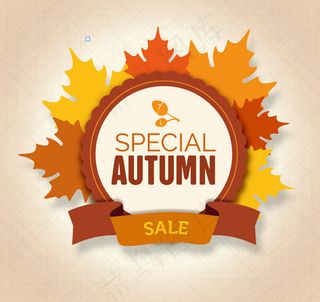秋季树叶销售标签矢量素材