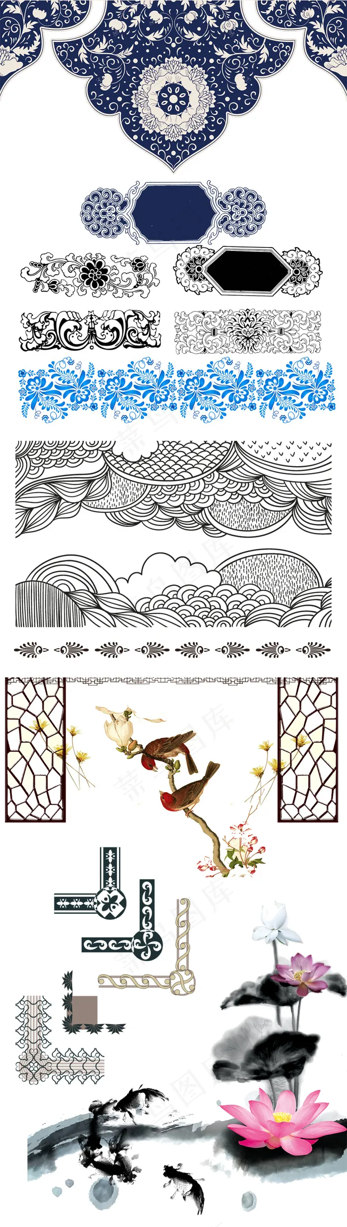 淘宝中国风边框花纹店铺装饰素材psd模版下载