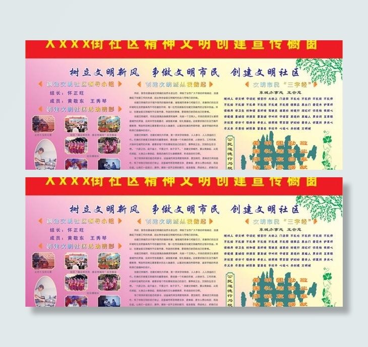 社区精神文明创建宣传橱窗图片